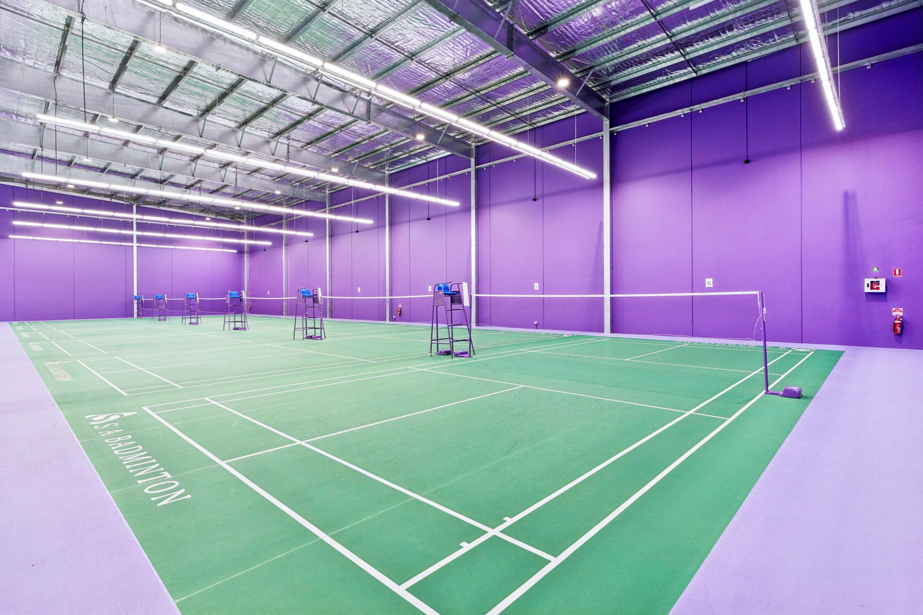 Alternate view of the purple-walled Enfield badminton hall