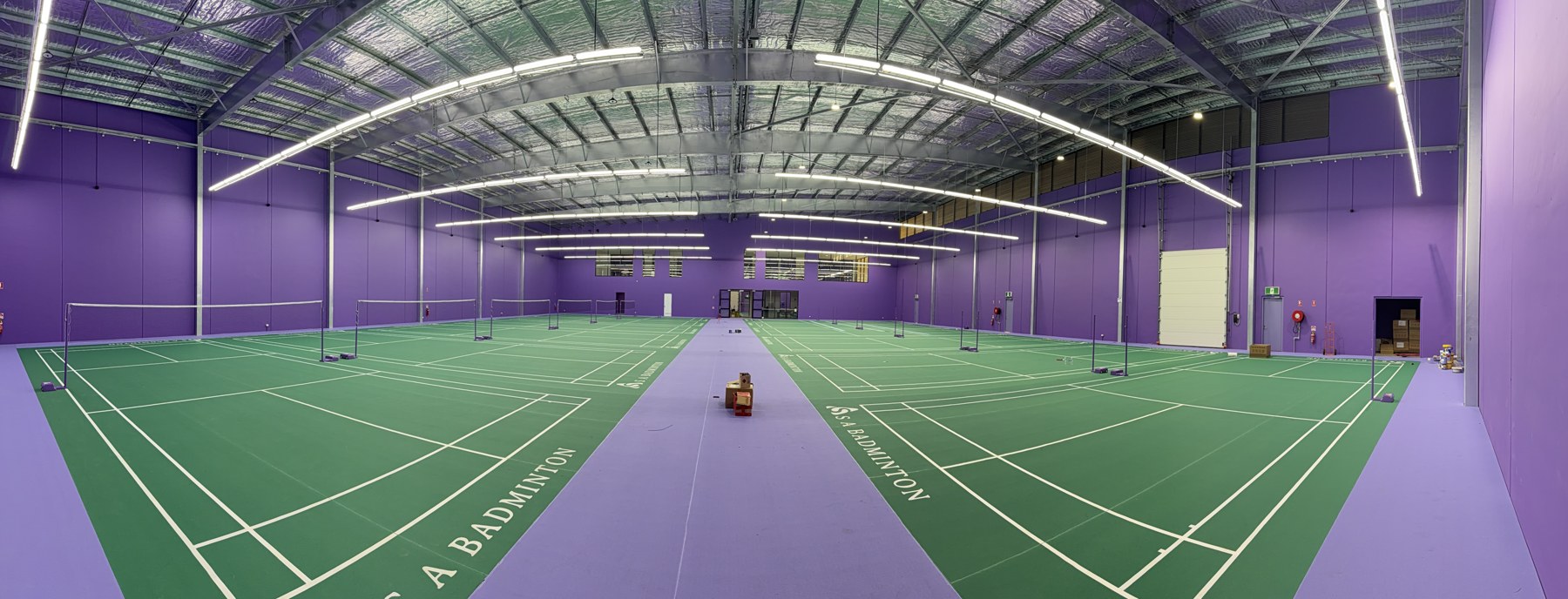 Wide view across the Enfield badminton courts